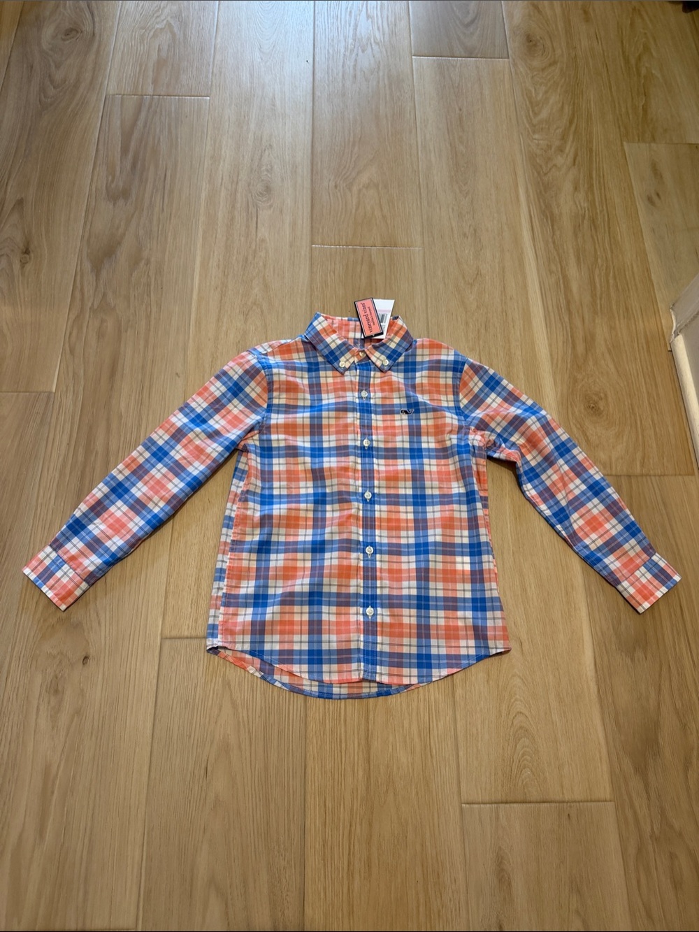 Vineyard Vines Orange & Blue Plaid Button-Down Shirt
